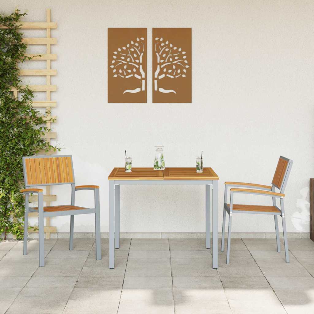 Stacking Chair 2 pcs Brown 56 x 57 x 87 cm Solid Acacia Wood