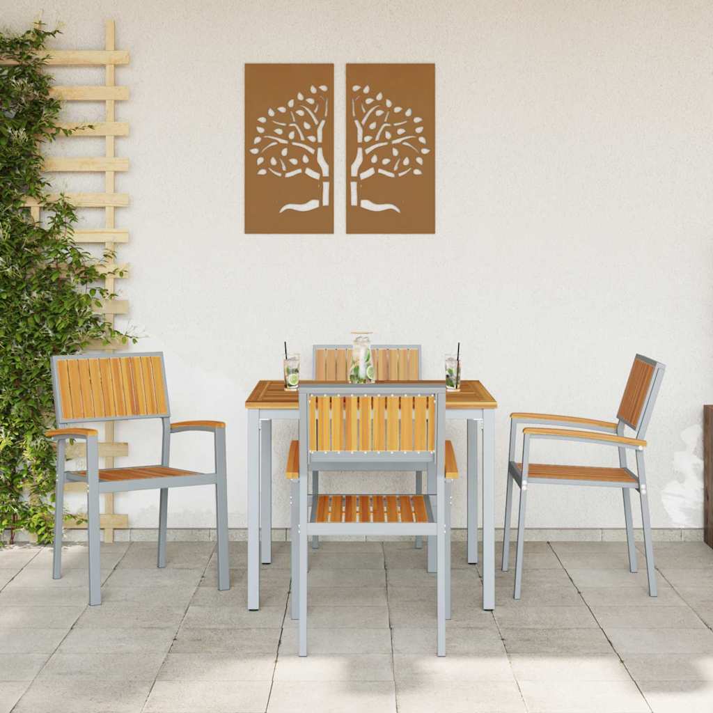Stacking Chair 4 pcs Brown 56 x 57 x 87 cm Solid Acacia Wood