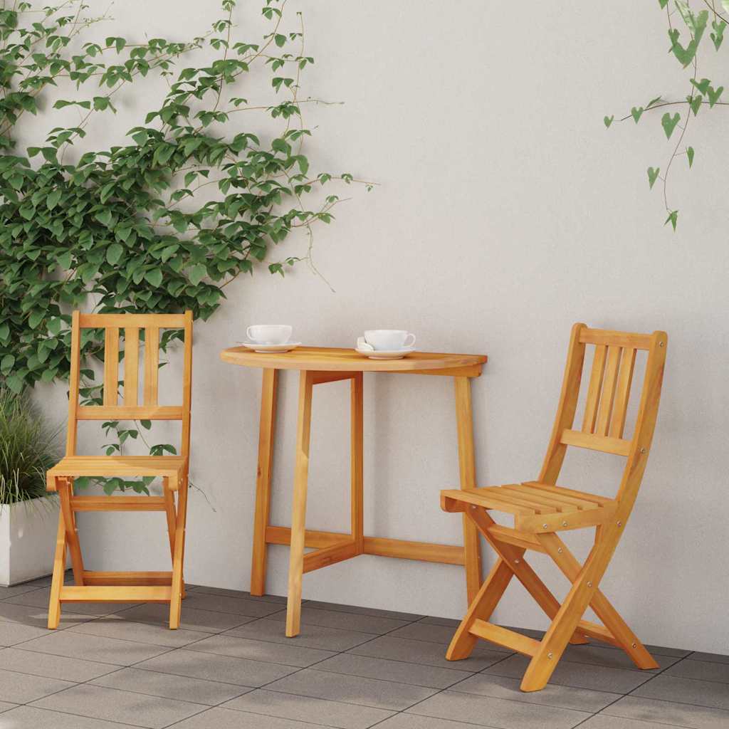 Garden Chair with Cushion Folding 2 pcs Solid Acacia Wood
