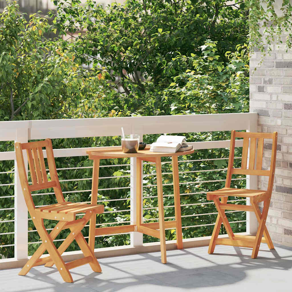Garden Chair with Cushion Folding 2 pcs Solid Acacia Wood