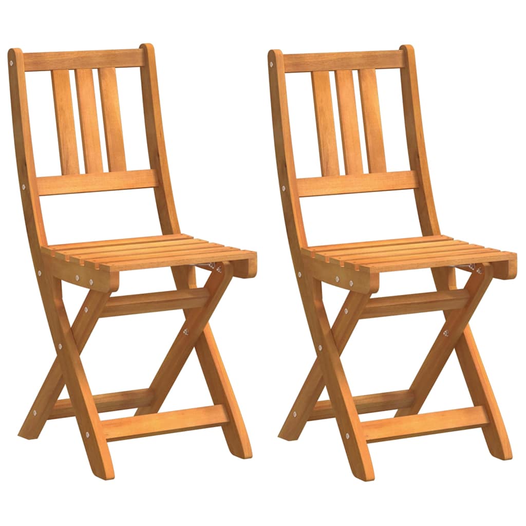 Garden Chair with Cushion Folding 2 pcs Solid Acacia Wood