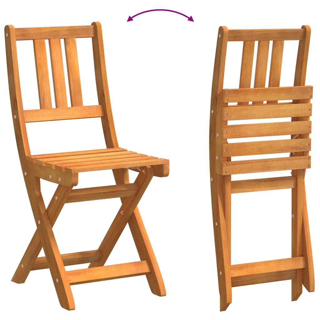 Garden Chair with Cushion Folding 2 pcs Solid Acacia Wood