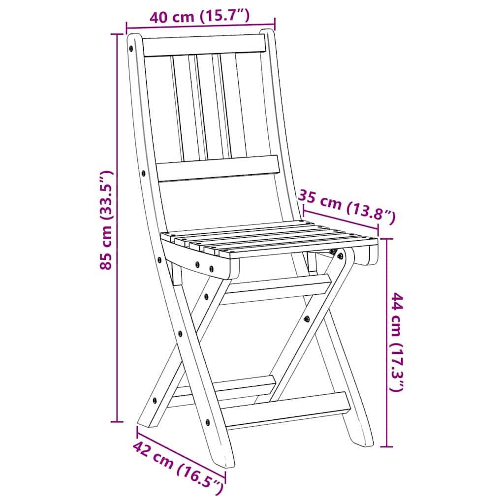 Garden Chair with Cushion Folding 2 pcs Solid Acacia Wood