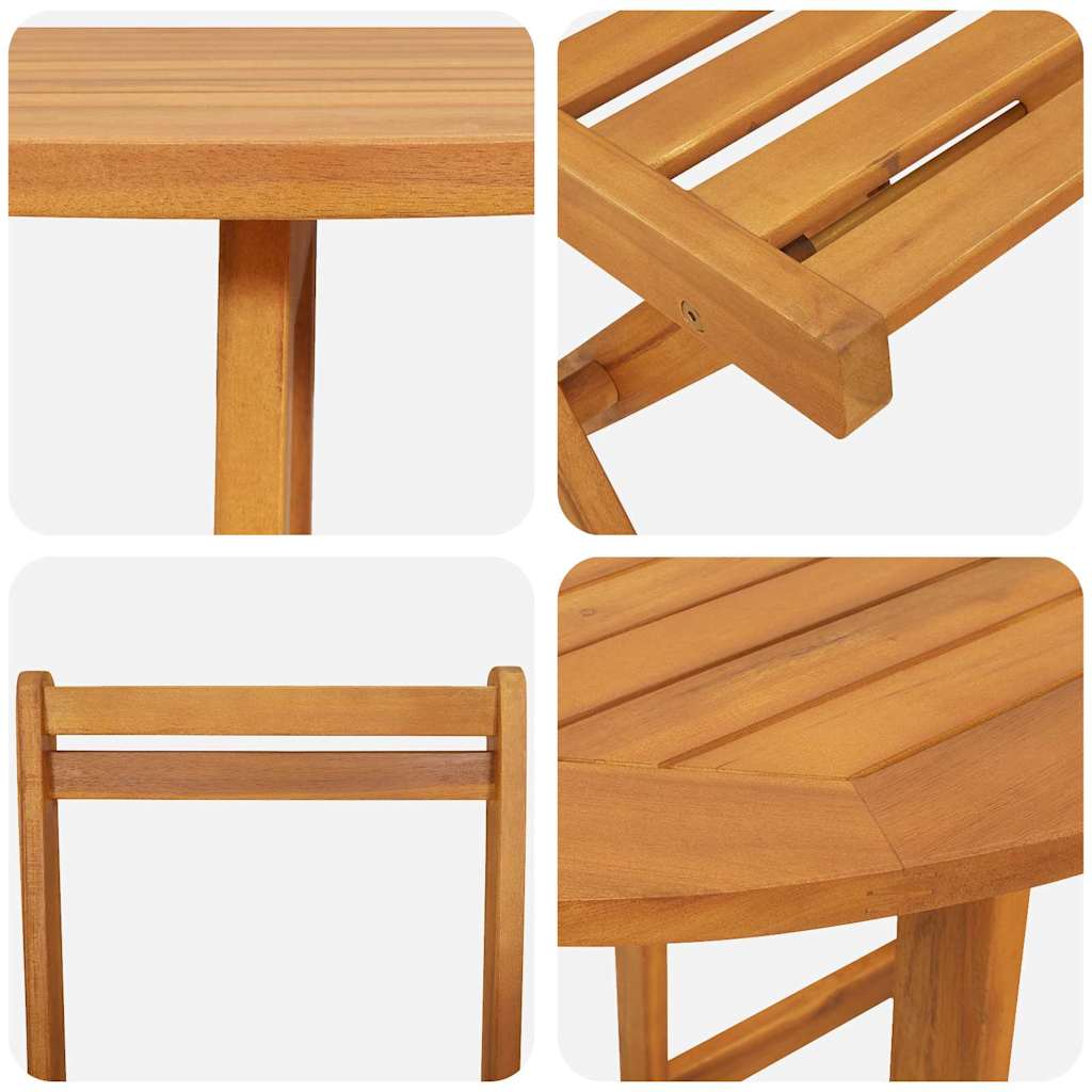 Bistro Set Folding 3 pcs Oil Natural Solid Acacia Wood