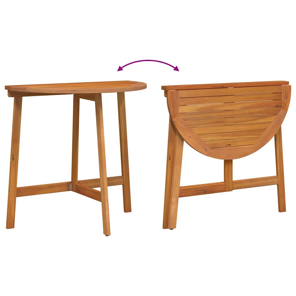 Bistro Set Folding 3 pcs Oil Natural Solid Acacia Wood