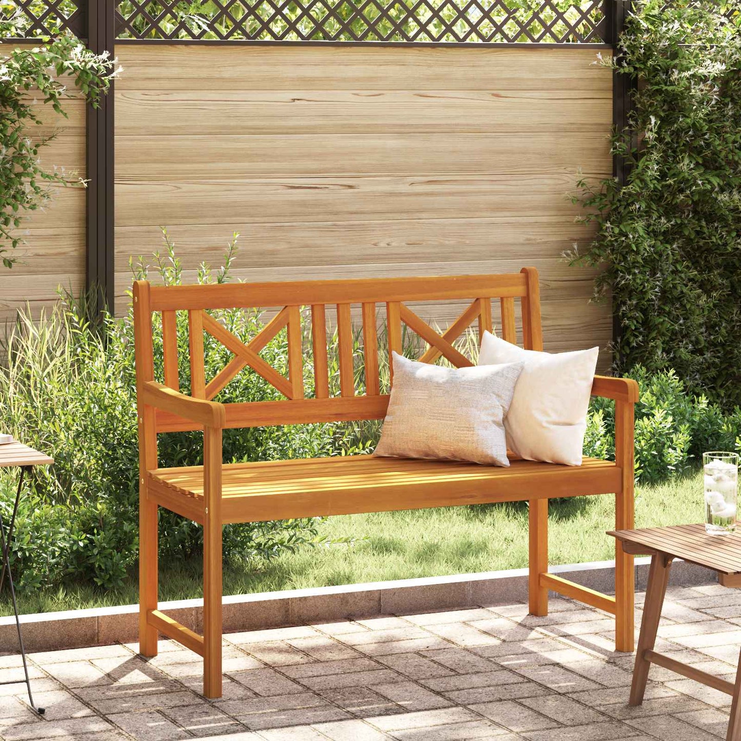 Outdoor Bench Natural 110 x 56 x 90 cm Solid Acacia Wood