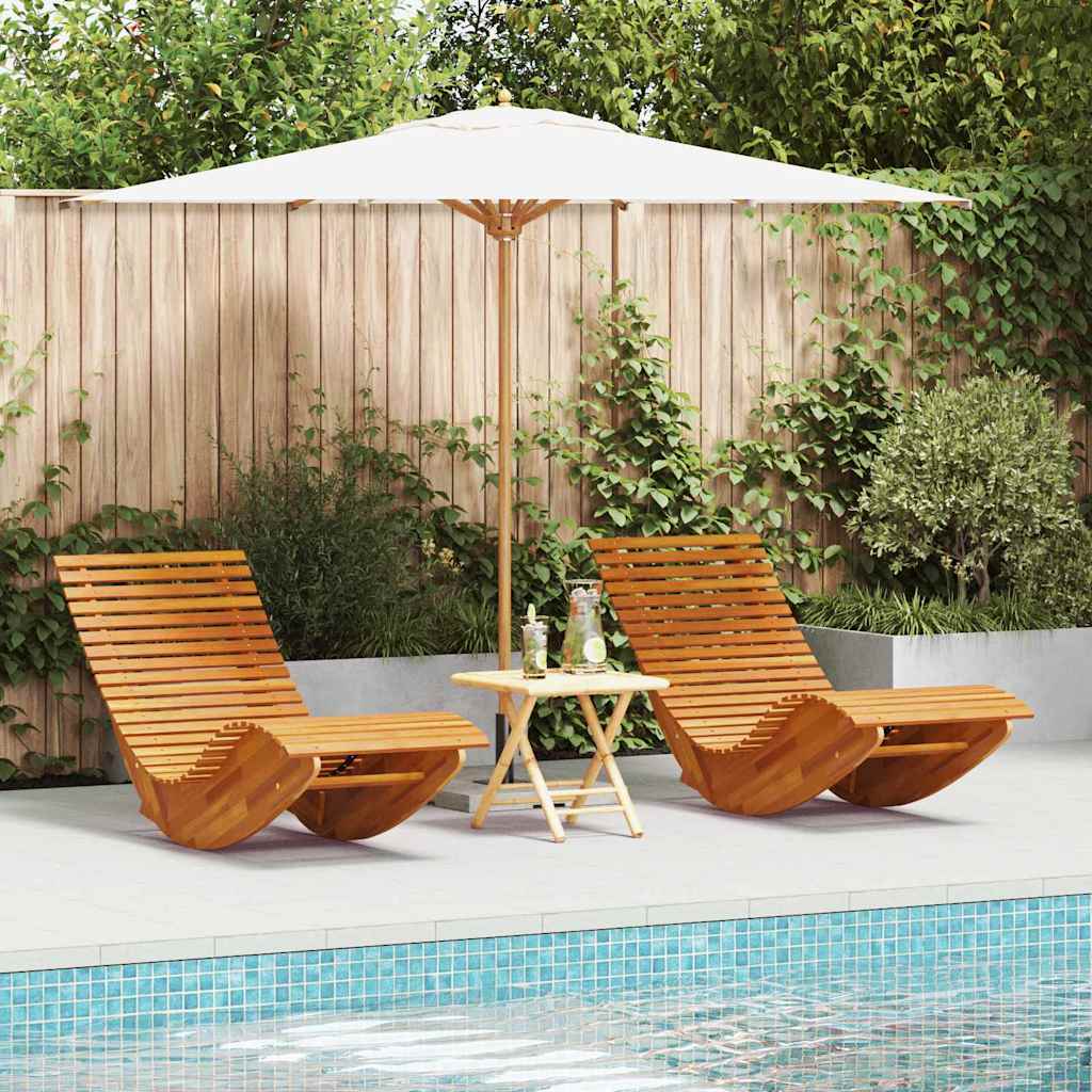 Lounger 2-person 2 pcs Brown 154 x 60 x 74 cm Solid Acacia Wood