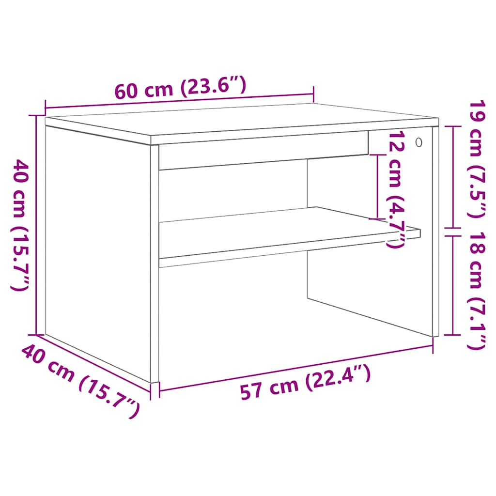 TV Cabinet Black Oak 60x40x40 cm Engineered Wood
