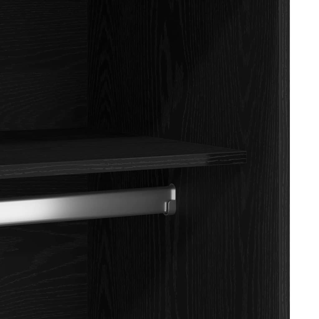 Wardrobe with Shelf Black Oak 100 x 50 x 200 cm Engineered Wood