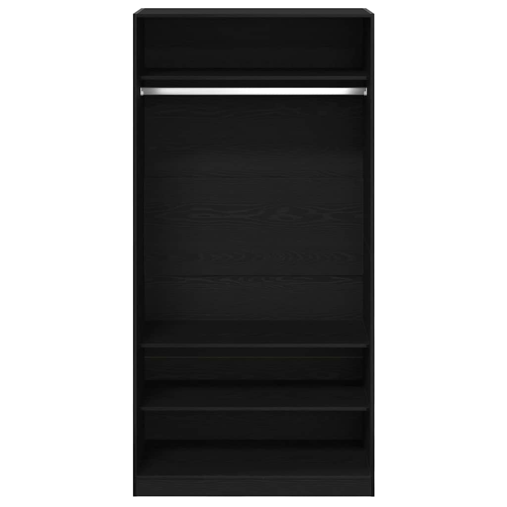 Wardrobe with Shelf Black Oak 100 x 50 x 200 cm Engineered Wood