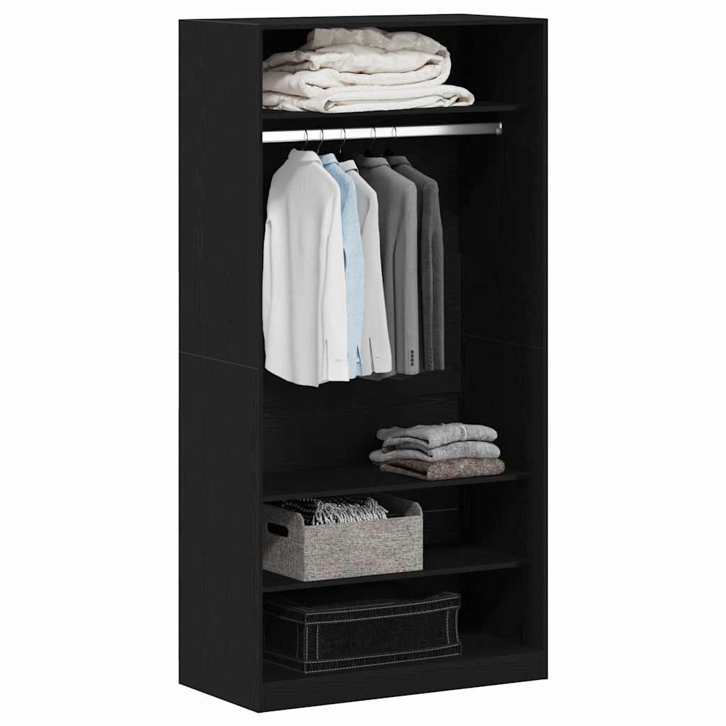 Wardrobe with Shelf Black Oak 100 x 50 x 200 cm Engineered Wood