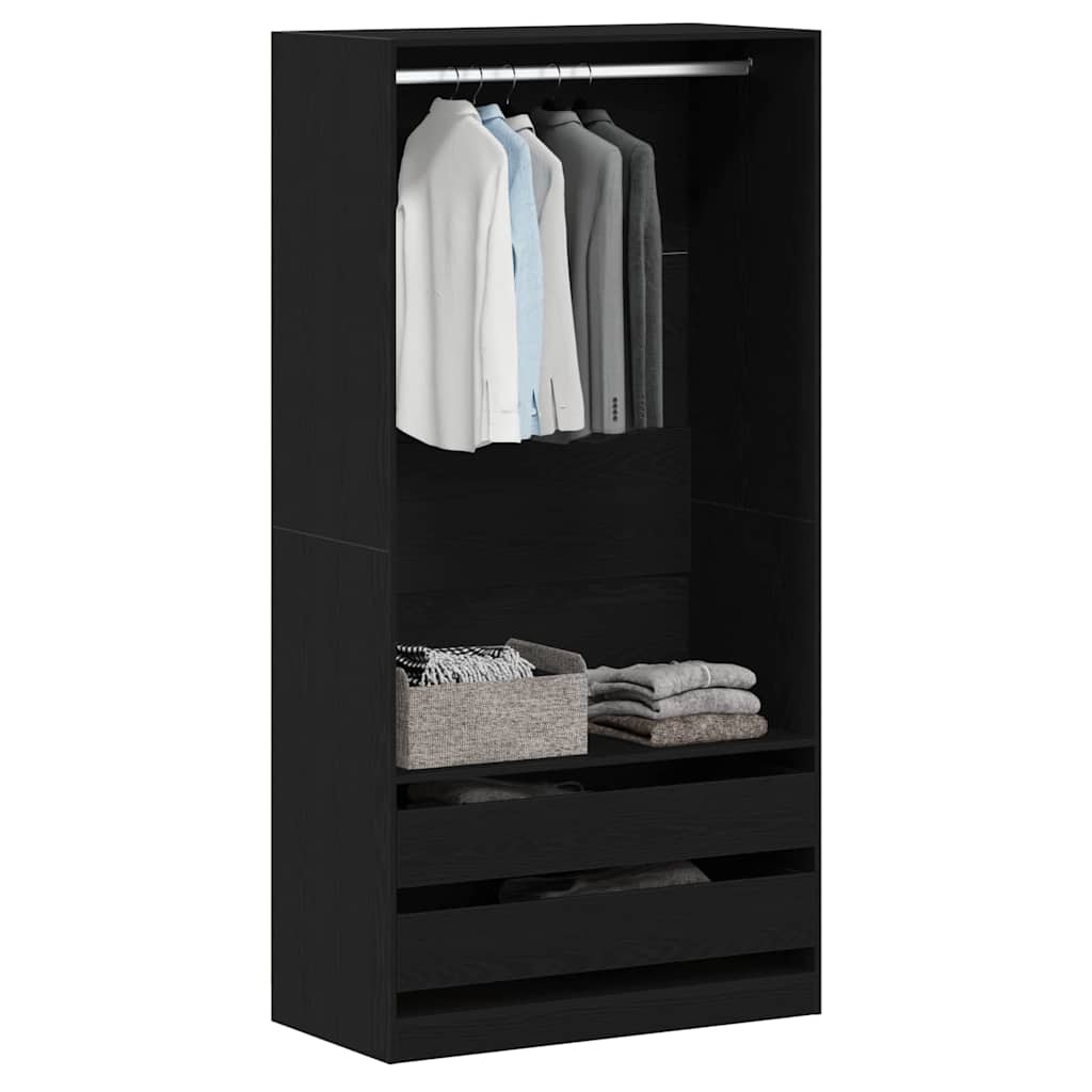 Wardrobe with Shelf Black Oak 100 x 50 x 200 cm Engineered Wood