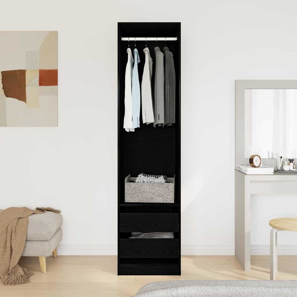 Wardrobe with Drawer Black Oak 50 x 50 x 200 cm Engineered Wood