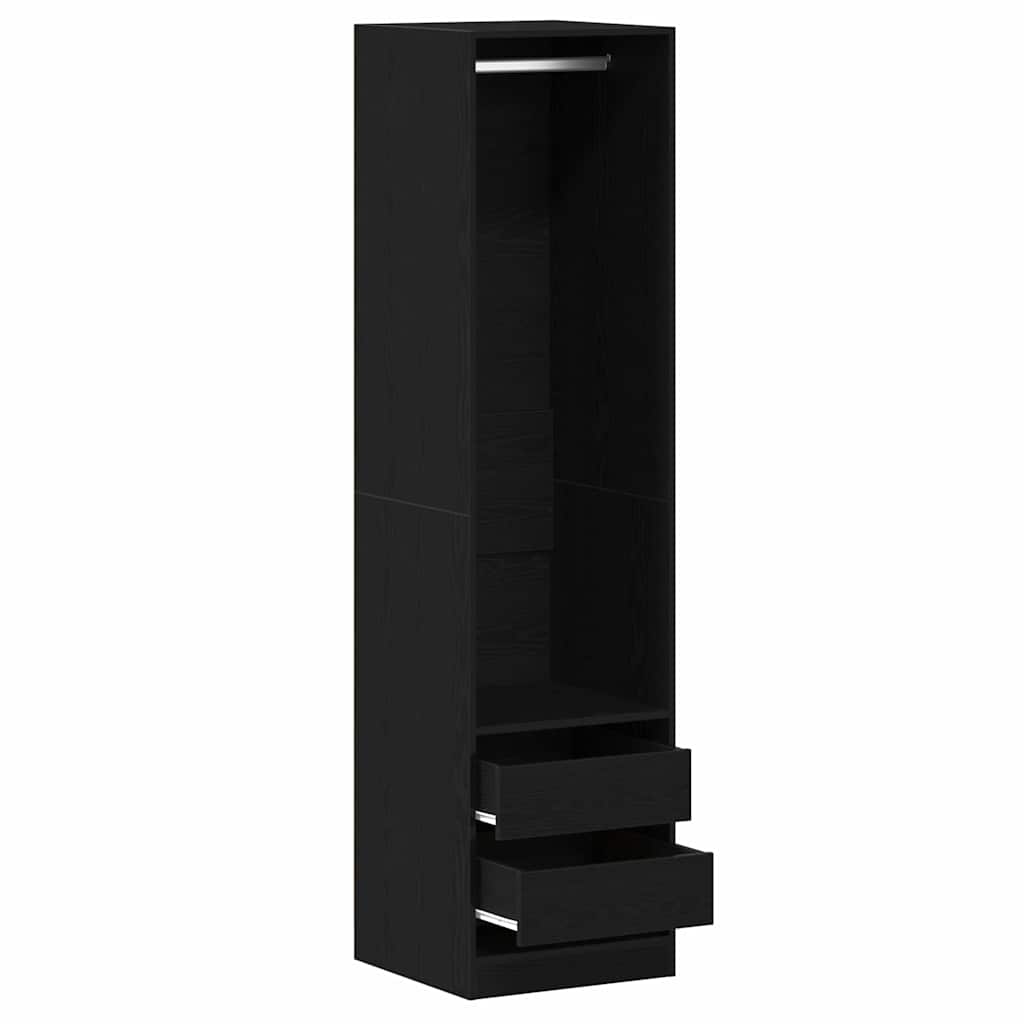 Wardrobe with Drawer Black Oak 50 x 50 x 200 cm Engineered Wood