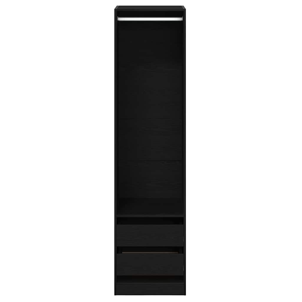 Wardrobe with Drawer Black Oak 50 x 50 x 200 cm Engineered Wood