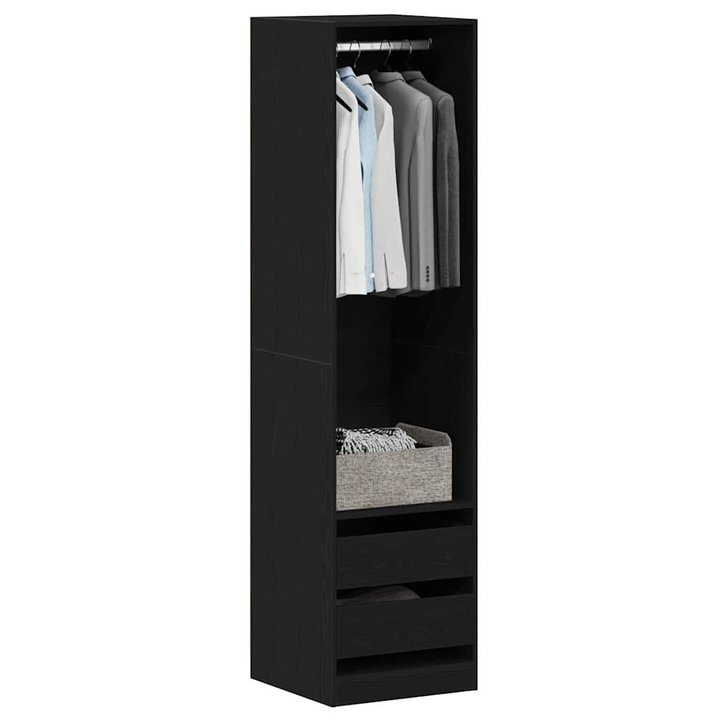 Wardrobe with Drawer Black Oak 50 x 50 x 200 cm Engineered Wood