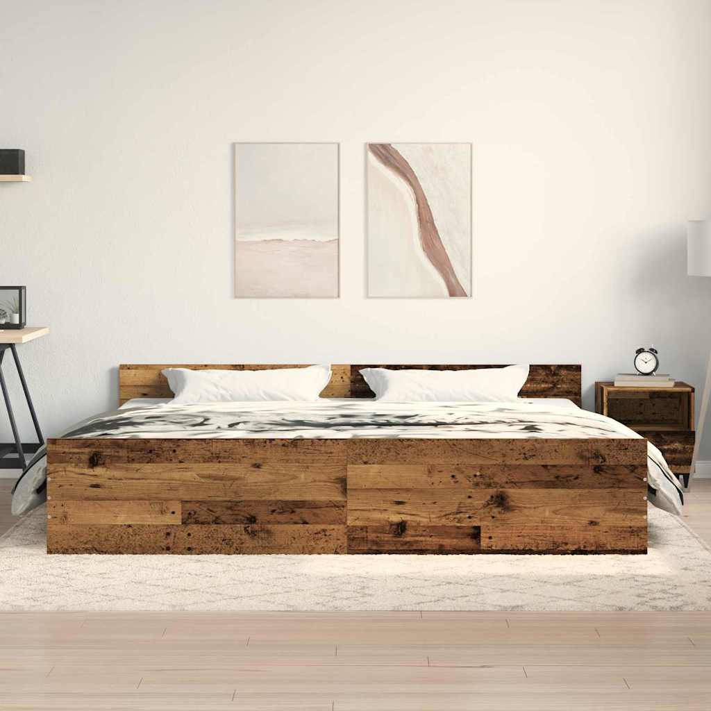 Bed Frame Old Wood 203 x 203 x 50 cm Engineered Wood
