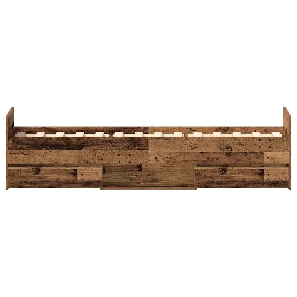 Bed Frame with Drawer Old Wood 193 x 78 x 50 cm Engineered Wood