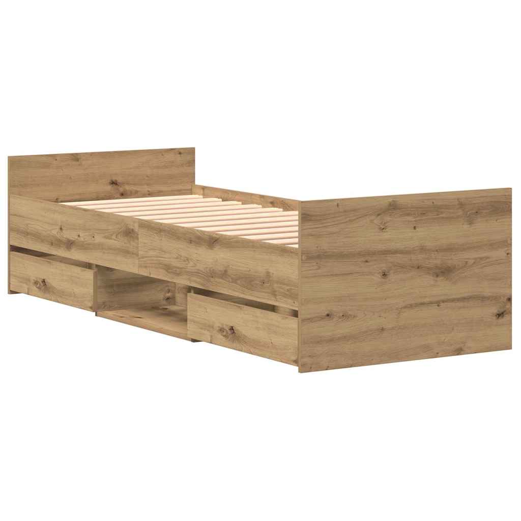 Bed Frame Artisan Oak 193 x 78 x 50 cm Engineered Wood