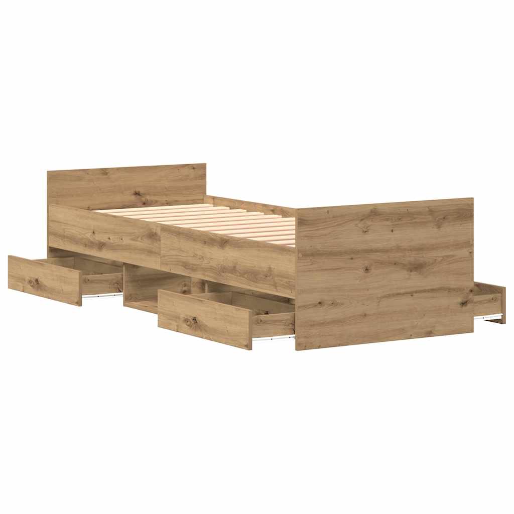 Bed Frame Artisan Oak 193 x 78 x 50 cm Engineered Wood
