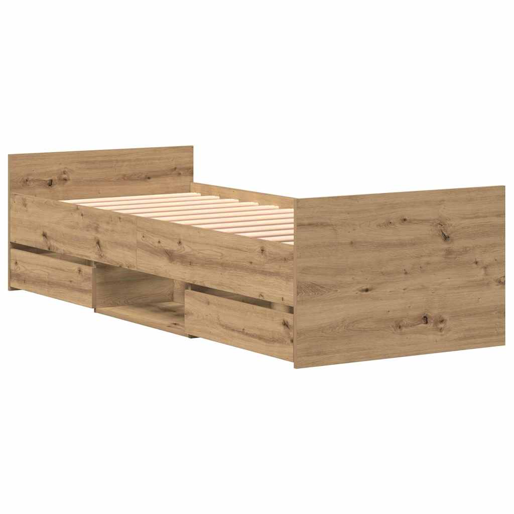 Bed Frame Artisan Oak 193 x 78 x 50 cm Engineered Wood