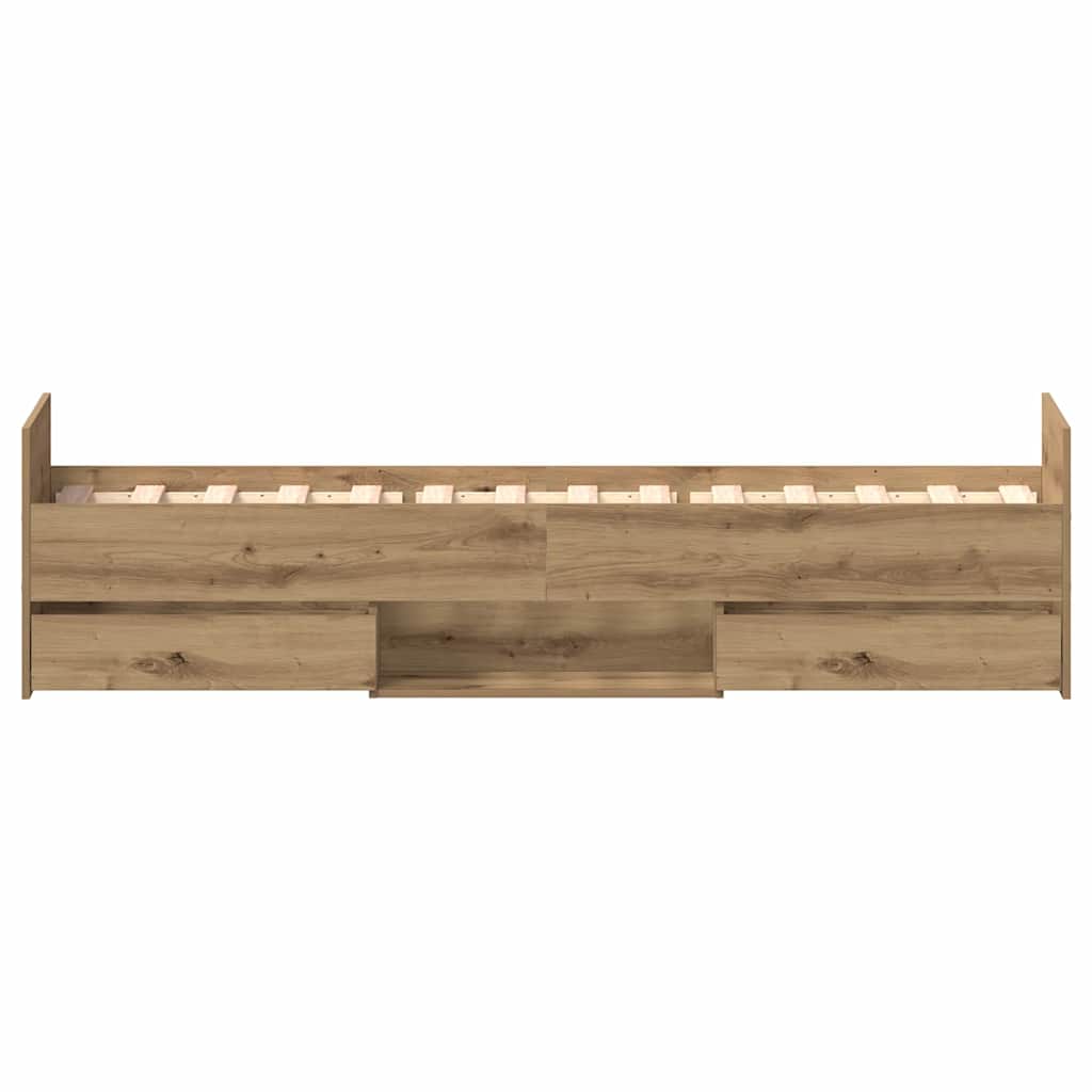 Bed Frame Artisan Oak 193 x 78 x 50 cm Engineered Wood