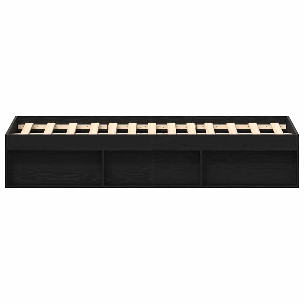 Bed Frame without Mattress Black Oak 135x190 cm Engineered Wood