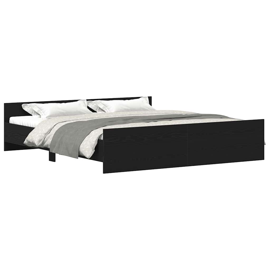 Bed Frame without Mattress Black Oak 180x200 cm Engineered Wood