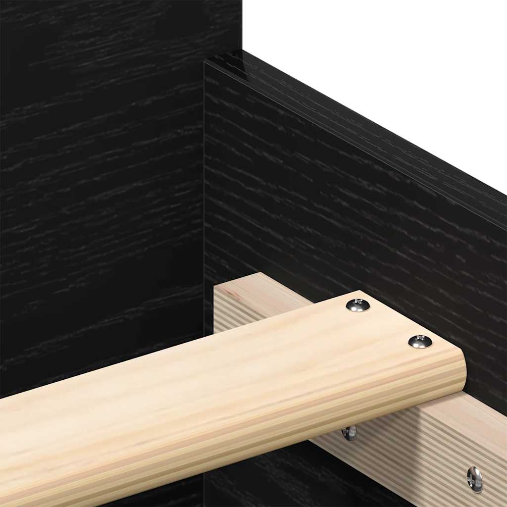 Bed Frame without Mattress Black Oak 180x200 cm Engineered Wood