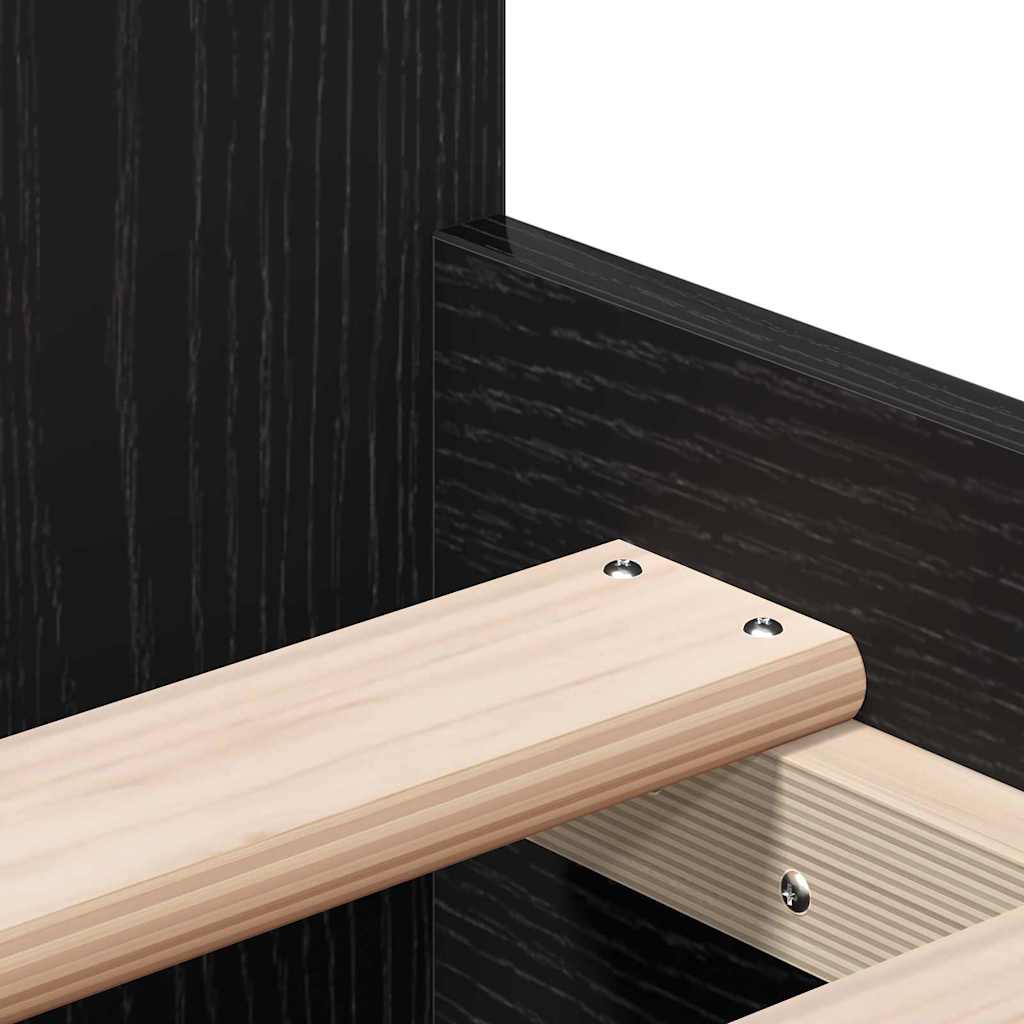 Bed Frame Black Oak 203 x 103 x 50 cm Engineered Wood