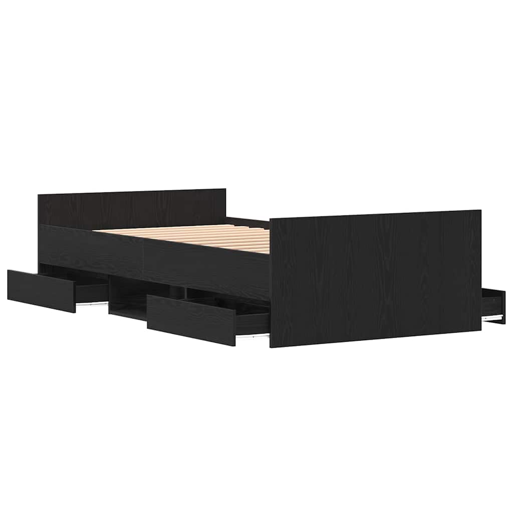 Bed Frame Black Oak 203 x 103 x 50 cm Engineered Wood