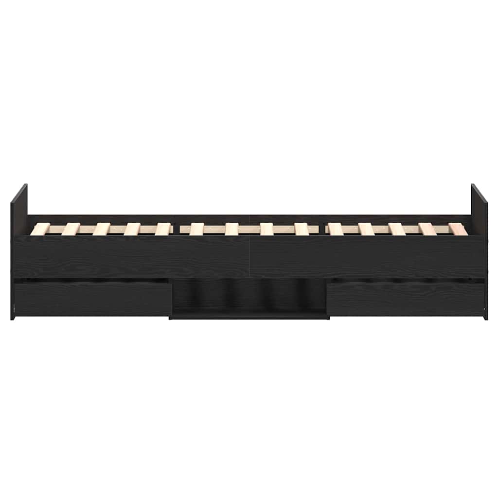 Bed Frame Black Oak 203 x 103 x 50 cm Engineered Wood
