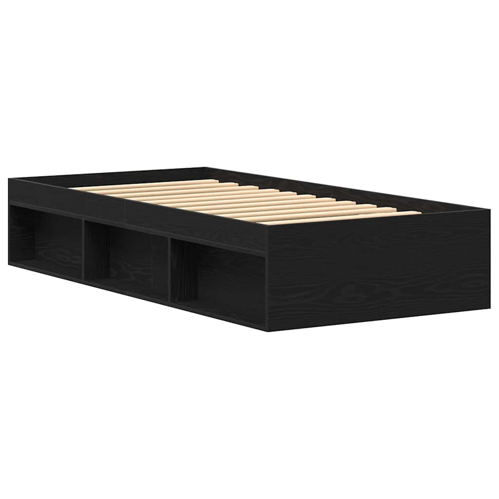 Bed Frame without Mattress Black Oak 100x200 cm Engineered Wood