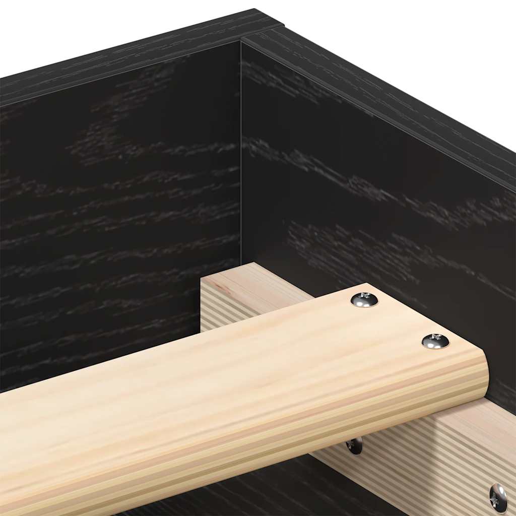 Bed Frame without Mattress Black Oak 90x190 cm Engineered Wood