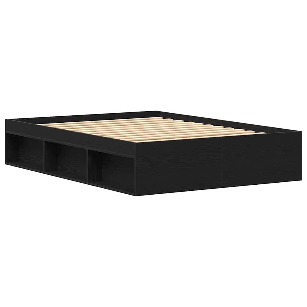 Bed Frame without Mattress Black Oak 140x200 cm Engineered Wood