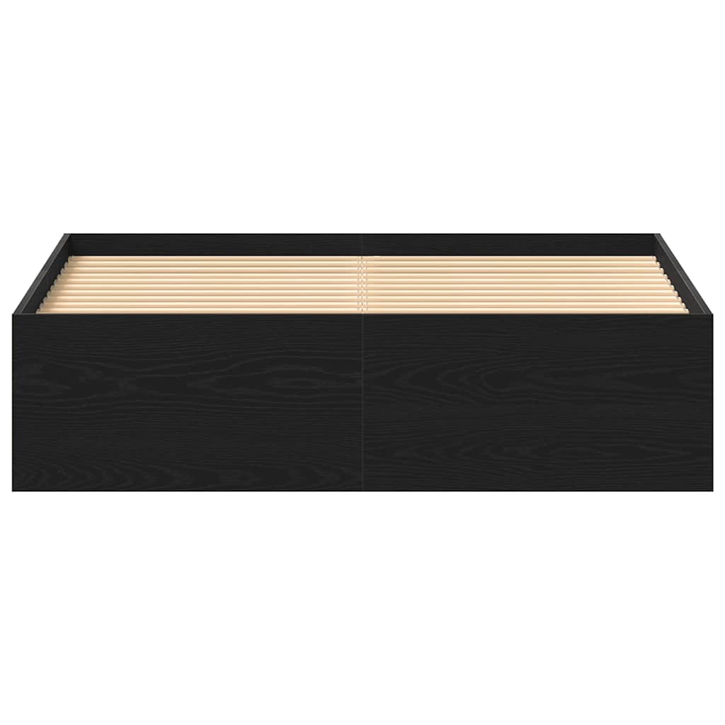 Bed Frame without Mattress Black Oak 140x200 cm Engineered Wood