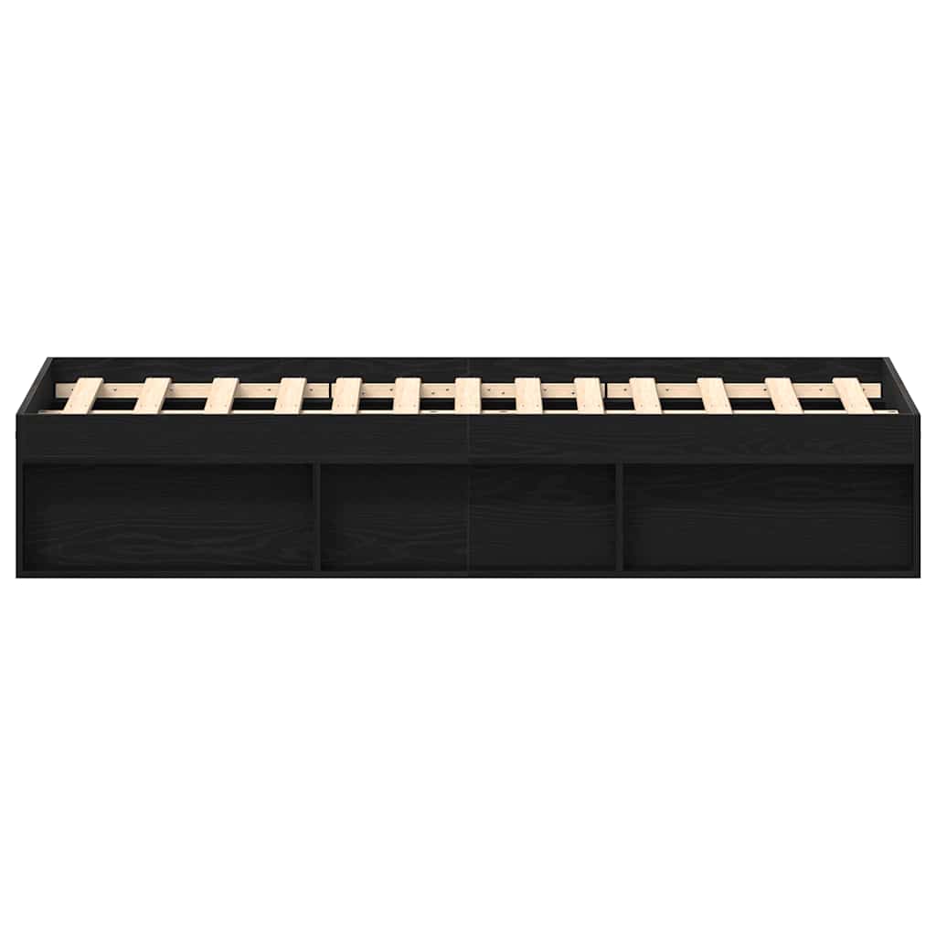 Bed Frame without Mattress Black Oak 140x200 cm Engineered Wood
