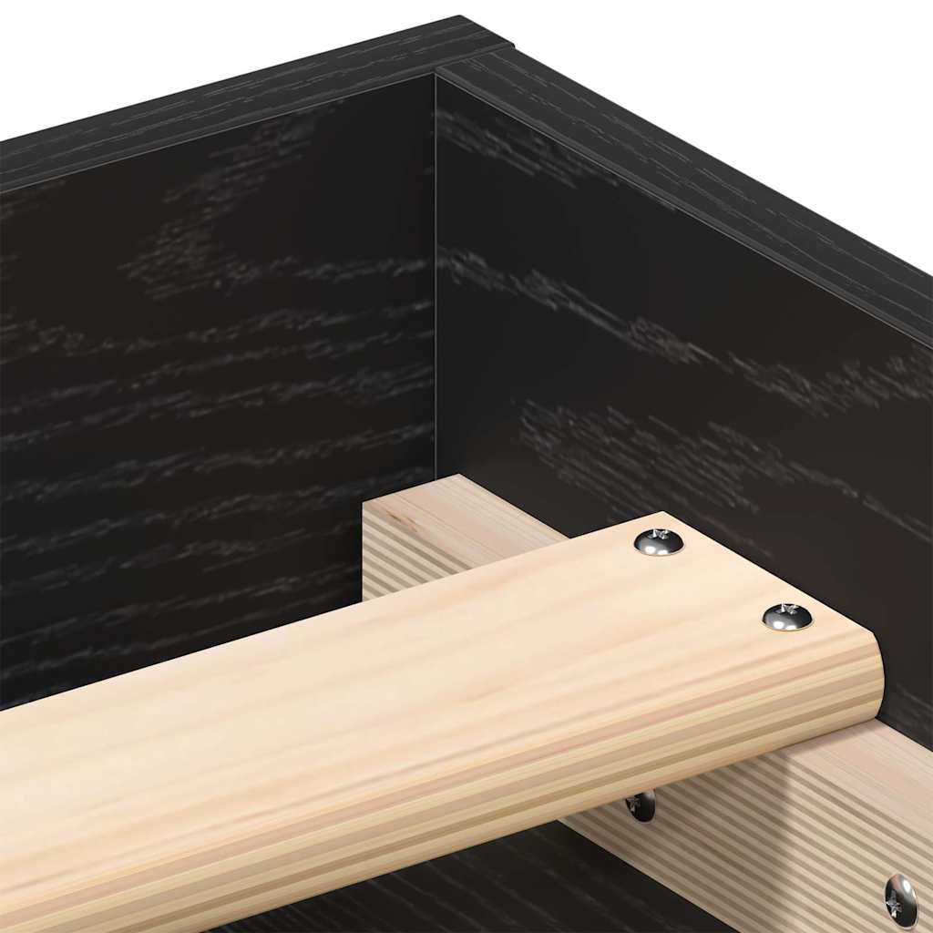 Bed Frame without Mattress Black Oak 140x200 cm Engineered Wood