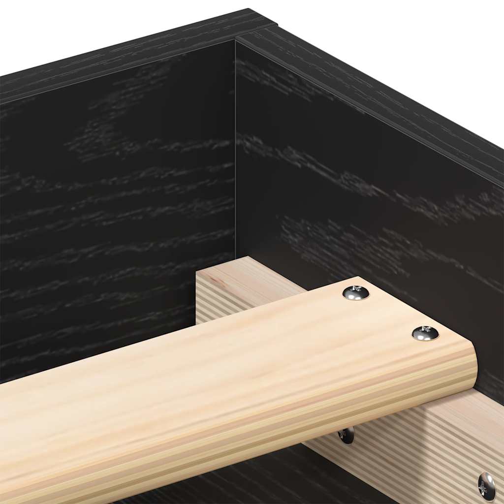 Bed Frame without Mattress Black Oak 140x190 cm Engineered Wood