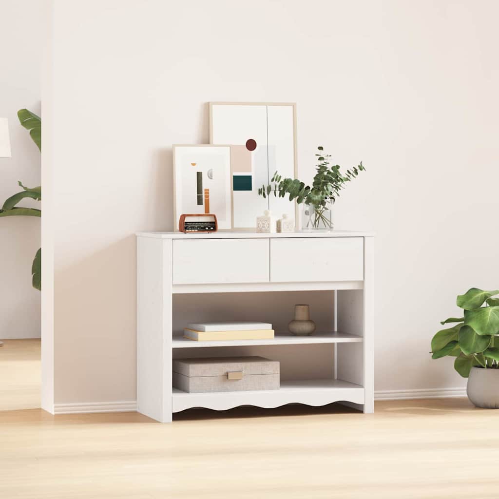 Console Table Drammen White 89.5 x 37 x 73 cm Solid Pine Wood