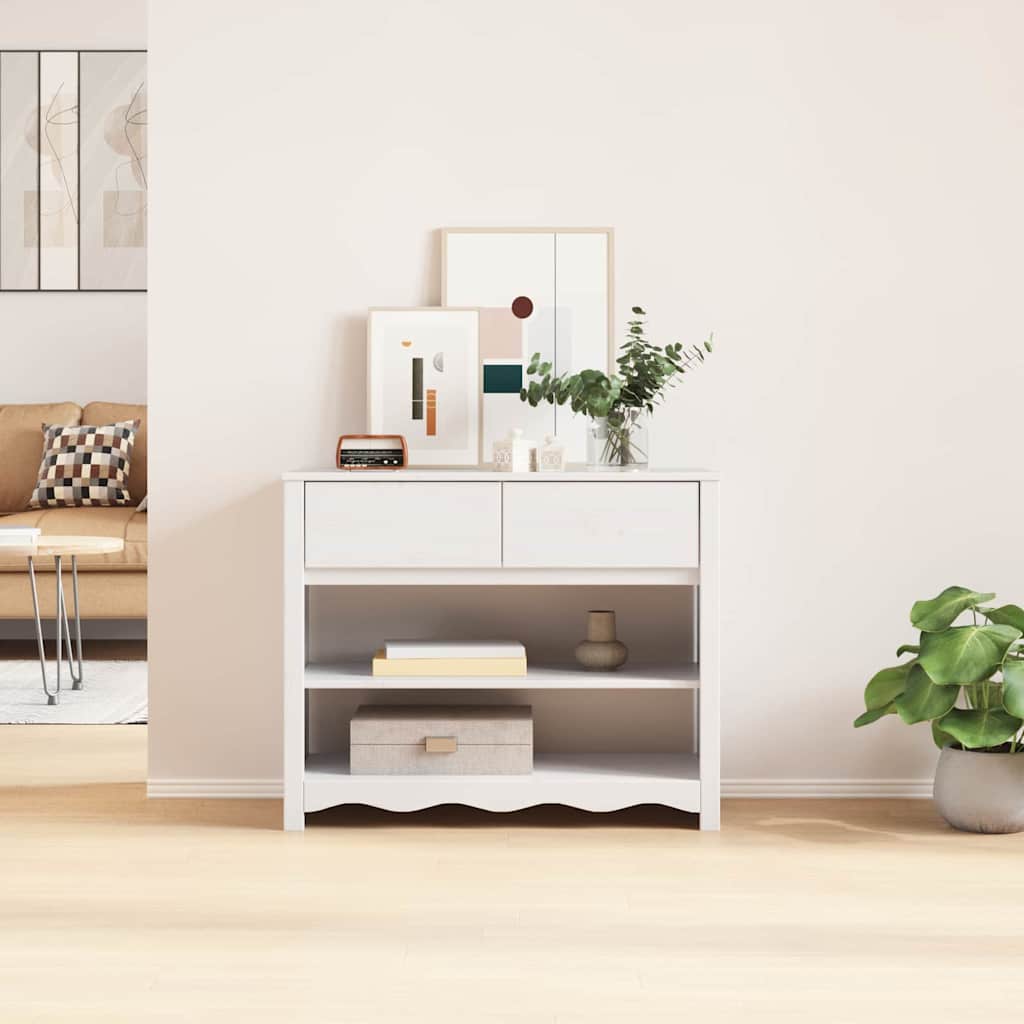 Console Table Drammen White 89.5 x 37 x 73 cm Solid Pine Wood