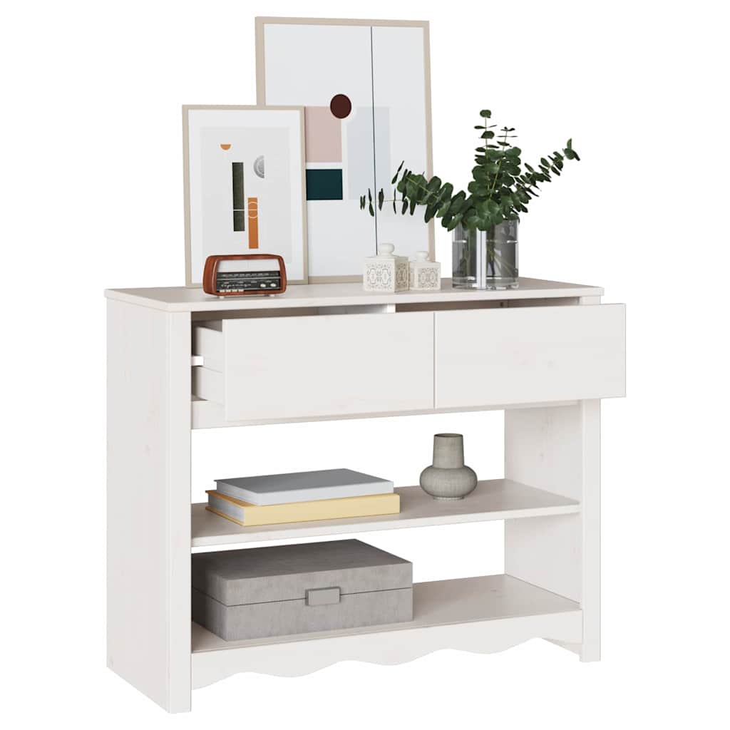 Console Table Drammen White 89.5 x 37 x 73 cm Solid Pine Wood