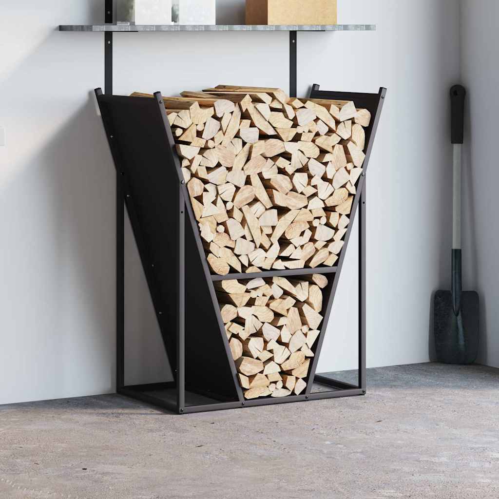 Firewood Rack Black 69.5x35x81 cm Cold-rolled steel