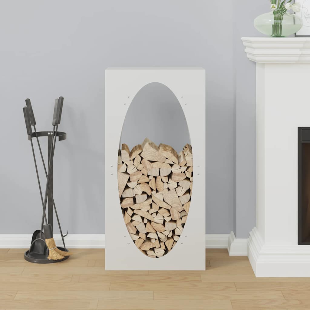 Firewood Rack White 50x23x100 cm Cold-rolled steel