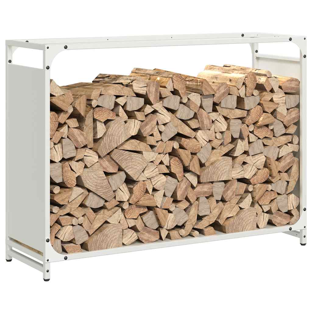 Firewood Rack White 90x28x65 cm Cold-rolled steel