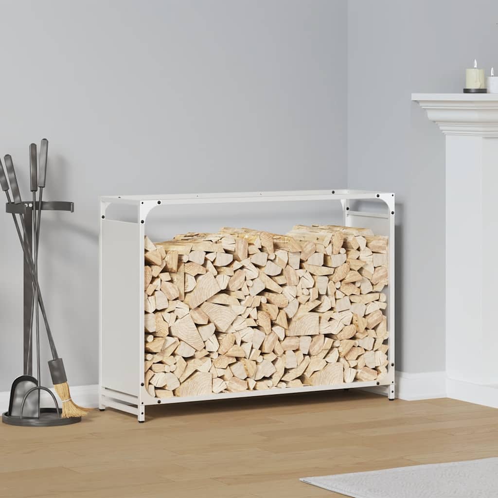 Firewood Rack White 90x28x65 cm Cold-rolled steel