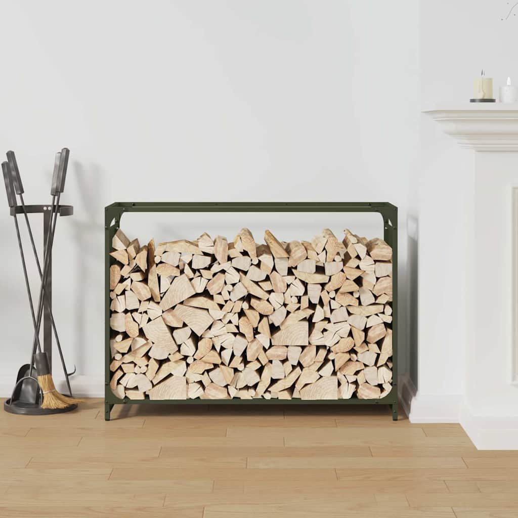 Firewood Rack Olive Green 90x28x65 cm Cold-rolled steel