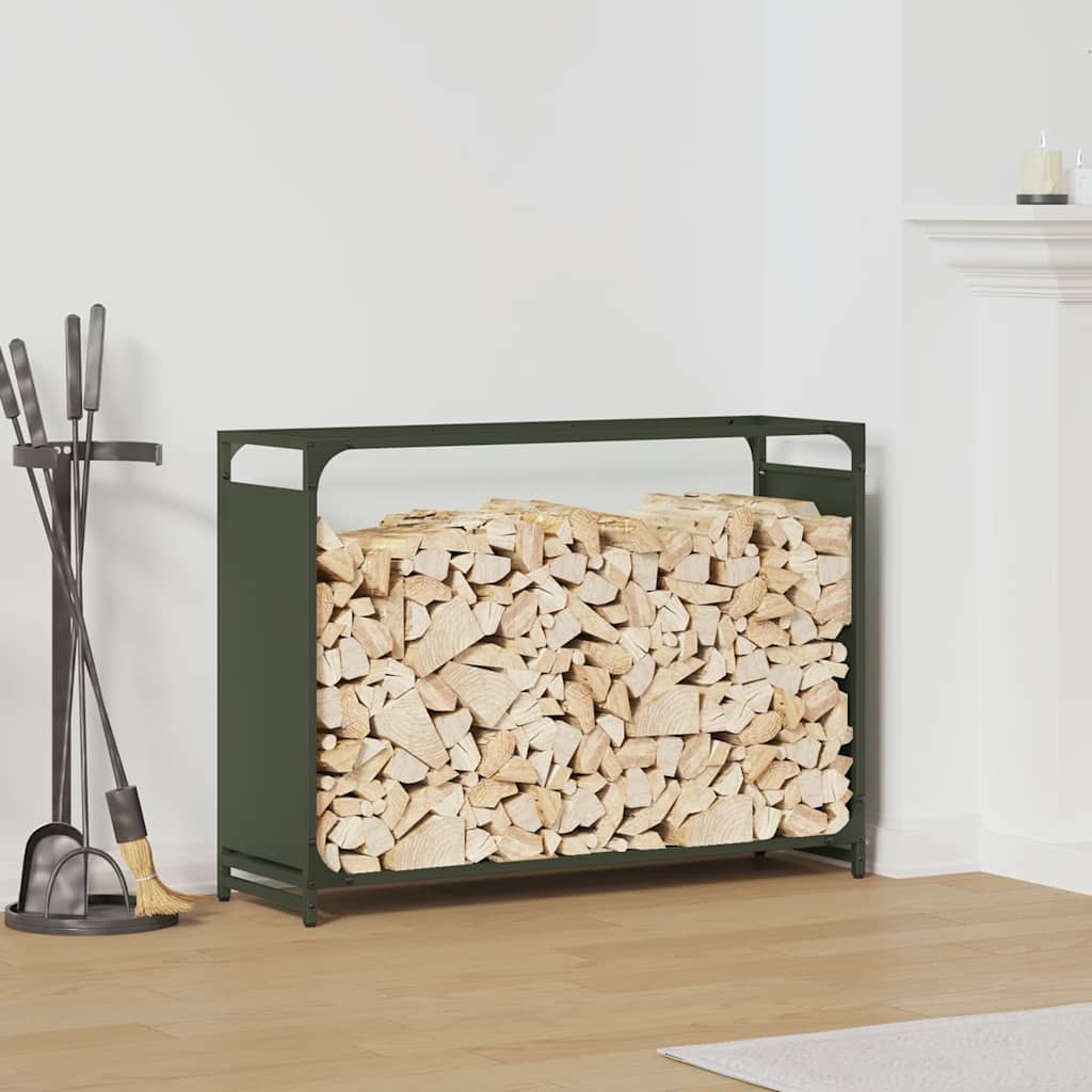 Firewood Rack Olive Green 90x28x65 cm Cold-rolled steel