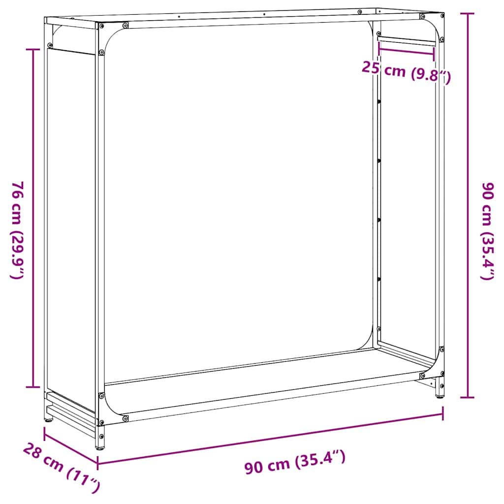 Firewood Rack Anthracite 90x28x90 cm Cold-rolled steel