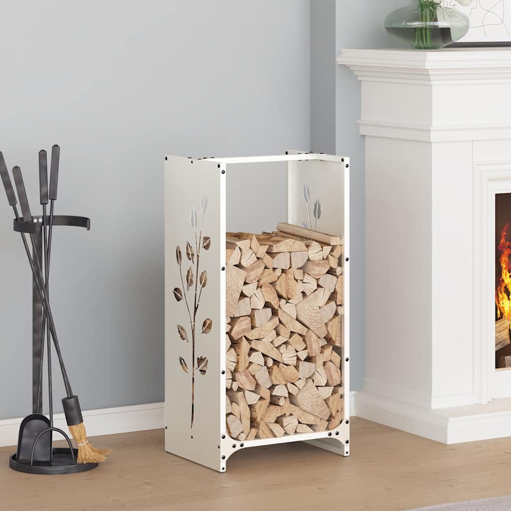 Firewood Rack White 40x30x80 cm Cold-rolled steel